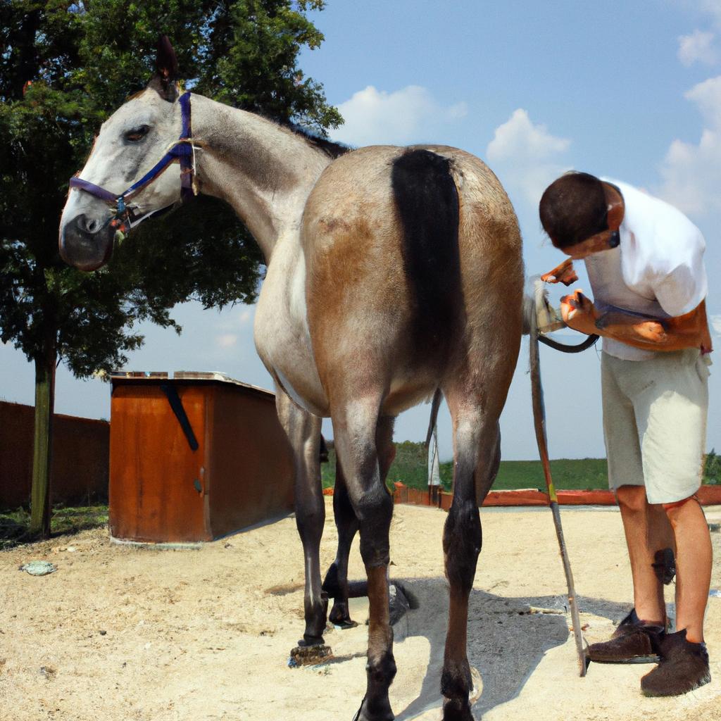 Chiropractor treating horse with precision